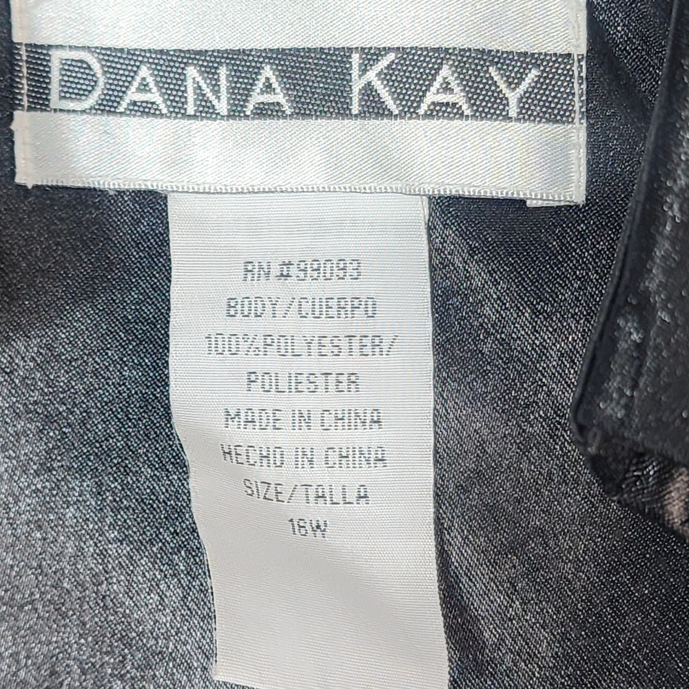 Dana Kay Blazer Jacket 14 Black Vintage Goth Cutout Satin Trim Longline - Picture 11 of 14